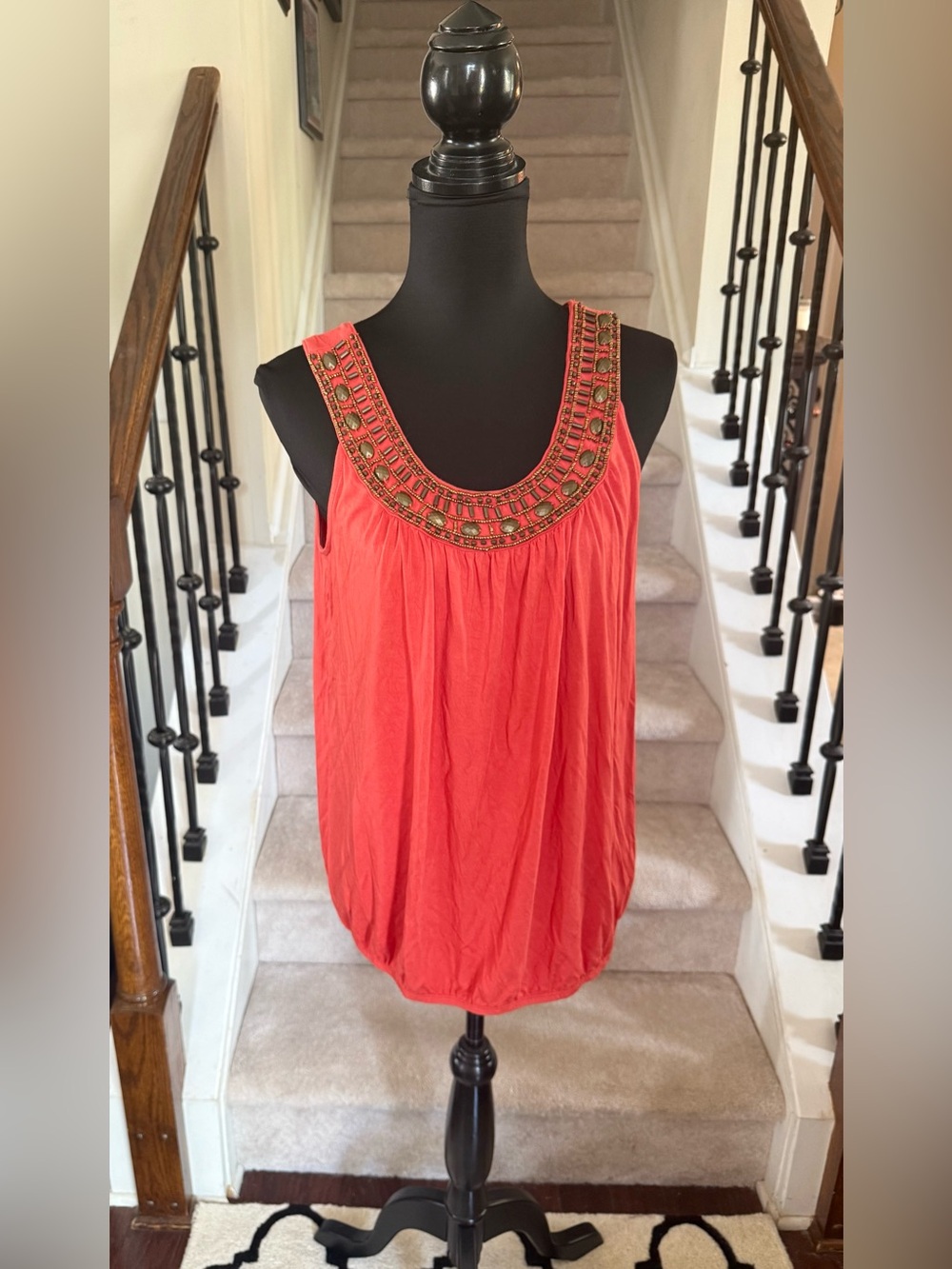 Grace Elements Coral Tank with Beaded Scoop Neck